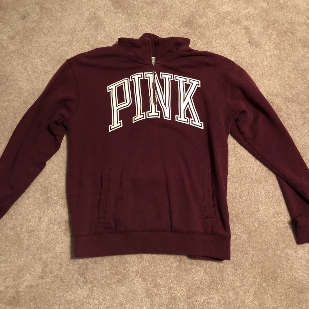 PINK Zip Up Crew Neck Sweatshirt